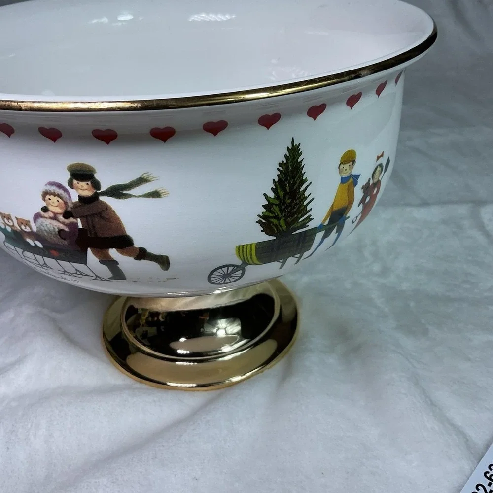 Charles Wysocki Christmas Love 2000 Pedestal Compote Bowl Teleflora Holiday VTG